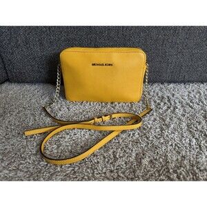 Michael Kors Leather Crossbody Bag Jet Set Chrome Yellow